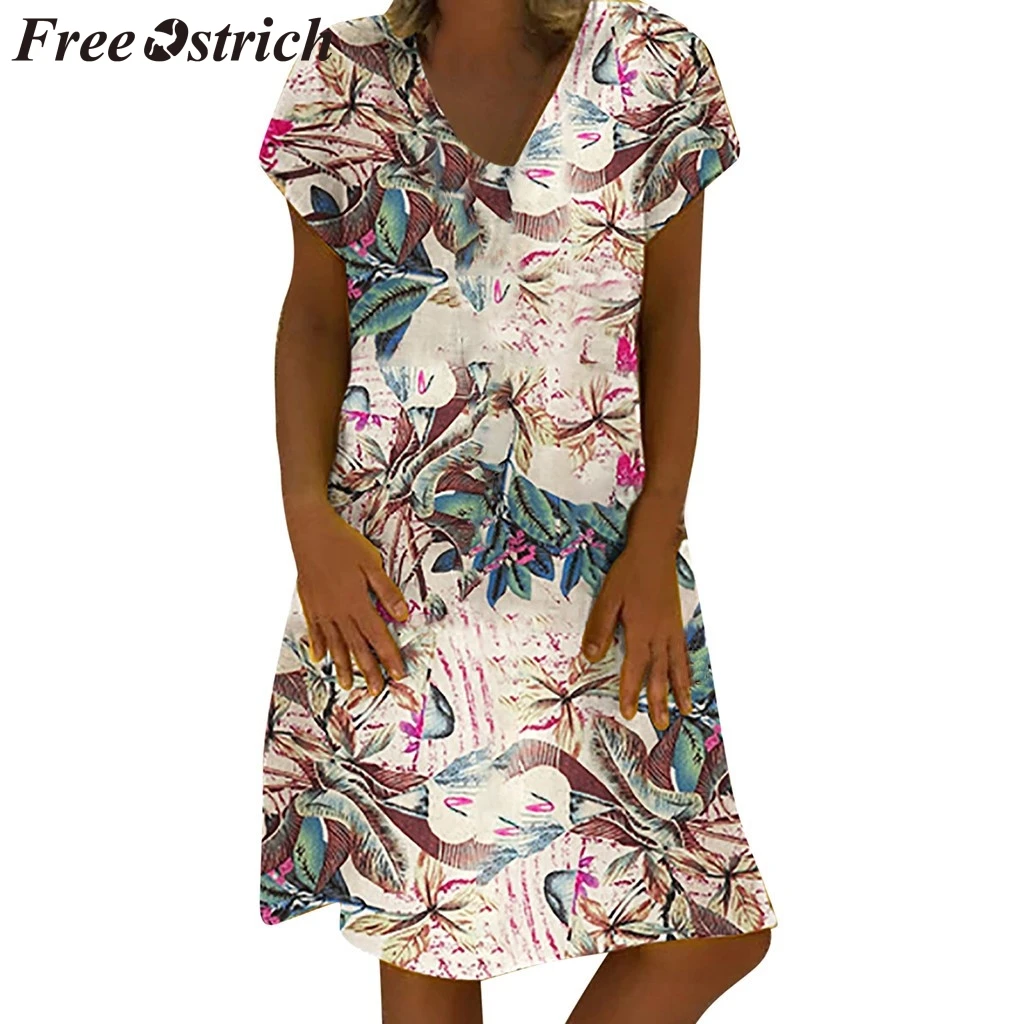 FREE OSTRICH Dress Women Vintage Flower Printed V-Neck Short Sleeve Plus Size Loose Dignified Noble Graceful Short Dress Summer
FREE OSTRICH Dress Women Vintage Flower Printed V-Neck Short Sleeve Plus Size Loose Dignified Noble Graceful Short Dress Summer