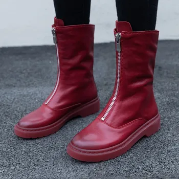 2019 New Women Winter Boots Mid-calf Boots Flat Heel Warm Plush Cow Leather Boots High Quality Knee High Boots White Red Shoes
2019 New Women Winter Boots Mid-calf Boots Flat Heel Warm Plush Cow Leather Boots High Quality Knee High Boots White Red Shoes