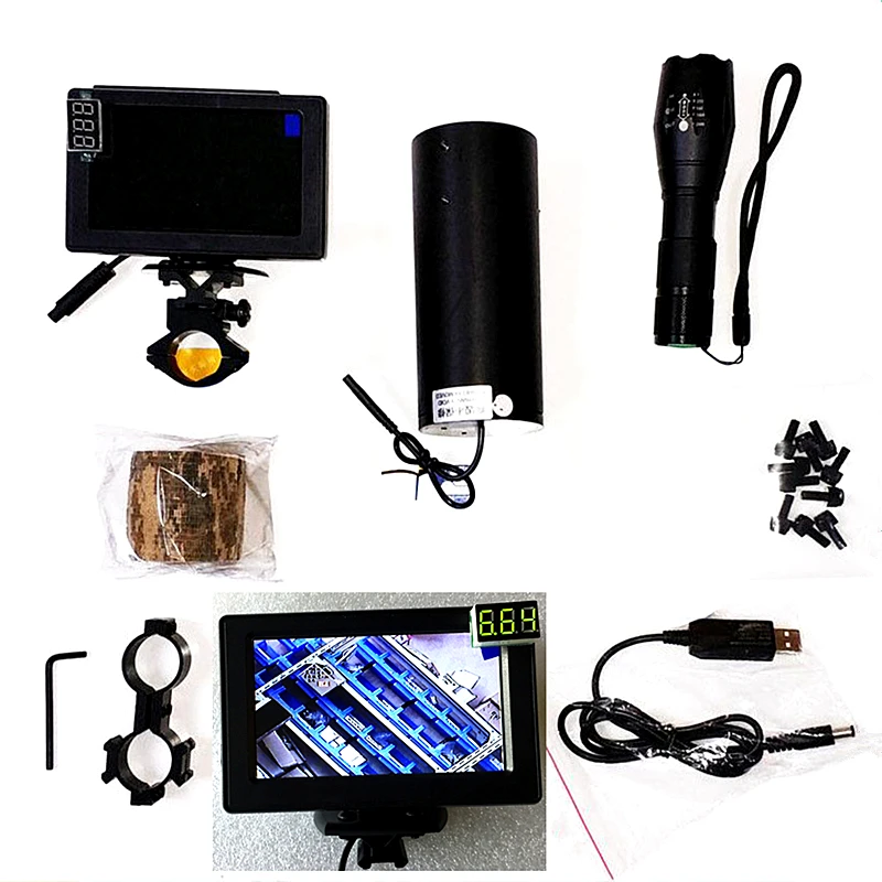 Day and Night Infrared DIY Night Vision Scope Eyepiece for Riflescope with LCD Screen & Infrared Flashlight & Camouflage Tape
Day and Night Infrared DIY Night Vision Scope Eyepiece for Riflescope with LCD Screen & Infrared Flashlight & Camouflage Tape