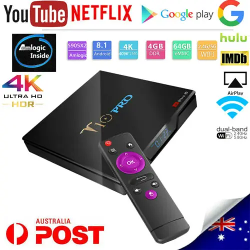 T10 PRO 2G+16G SMART TV Box Android 8.1 Quad Core S905X2 5G Wifi 4K 3D Media Player AU
T10 PRO 2G+16G SMART TV Box Android 8.1 Quad Core S905X2 5G Wifi 4K 3D Media Player AU