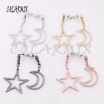 Micro pave zircon Asymmetry earrings Moon and star earrings elegant mix color jewelry earrings jewelry gift for lady 4181
Micro pave zircon Asymmetry earrings Moon and star earrings elegant mix color jewelry earrings jewelry gift for lady 4181