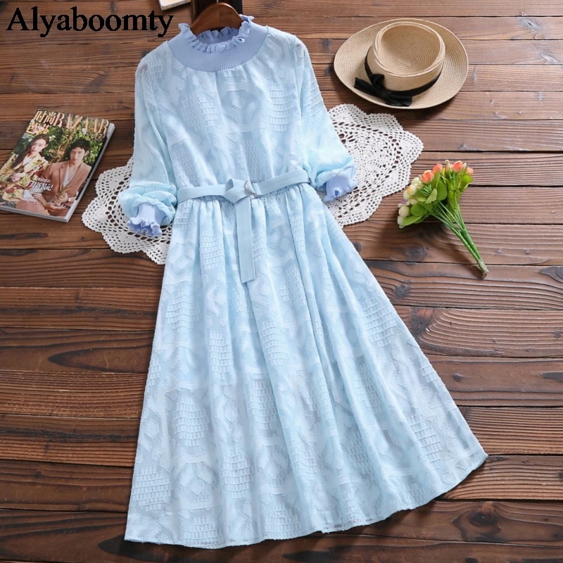 2019 Japanese Mori Girl Spring Women Long Dress Blue Brick Elegant Party Vestidos Femininos Geometric Lace Sweet Sashes Dresses
2019 Japanese Mori Girl Spring Women Long Dress Blue Brick Elegant Party Vestidos Femininos Geometric Lace Sweet Sashes Dresses