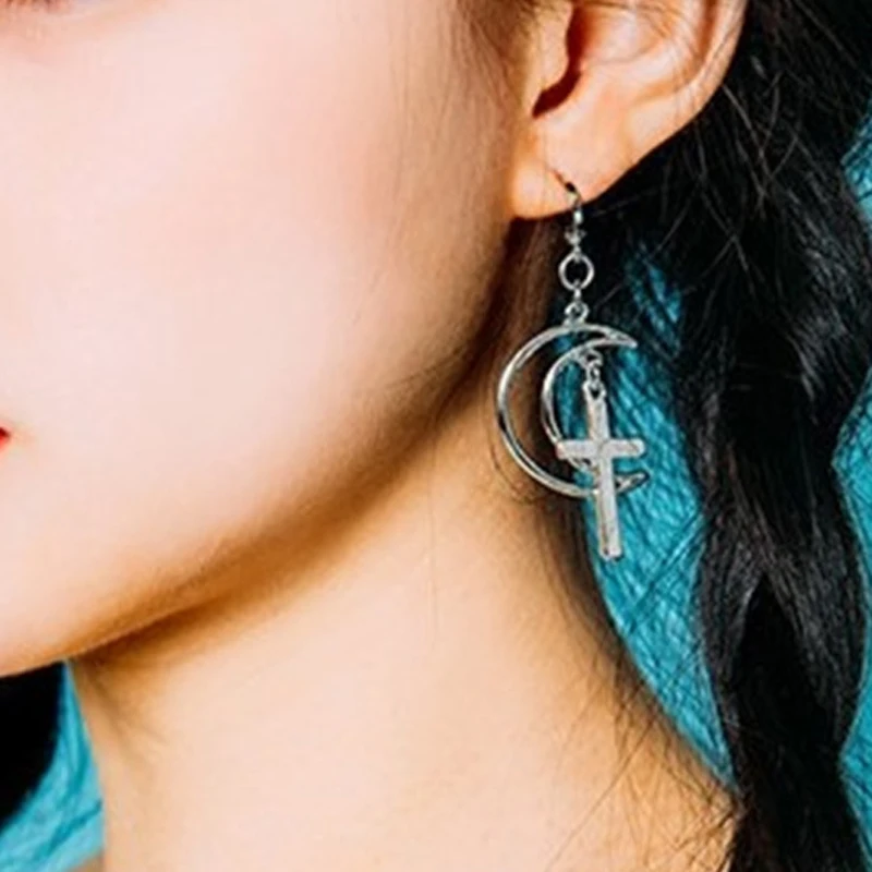 Hot New fashion jewelry gold color moon with cross design drop dangle earring best gift for Couple's E346
Hot New fashion jewelry gold color moon with cross design drop dangle earring best gift for Couple's E346