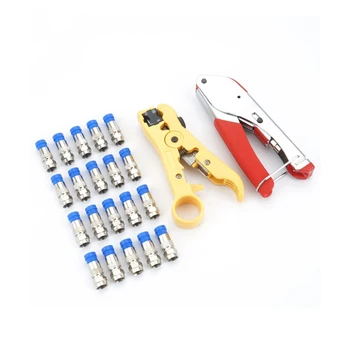 1 set Coaxial Cable Wire Stripper RG6/RG59 F Compression 20pcs Connector Tool Crimping Pliers Wire Stripping Pliers Tool Kits
1 set Coaxial Cable Wire Stripper RG6/RG59 F Compression 20pcs Connector Tool Crimping Pliers Wire Stripping Pliers Tool Kits