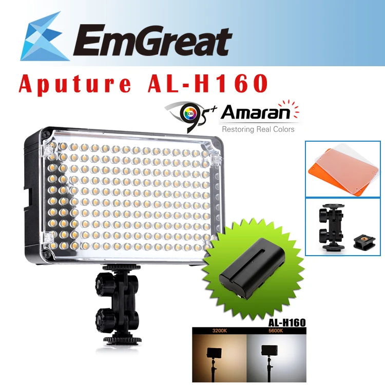 Aputure Amaran AL-H160 CRI95+ 160 Pcs LED Video Studio Light Camera Photography Lighting with NP-F550 Rechargeable Battery
Aputure Amaran AL-H160 CRI95+ 160 Pcs LED Video Studio Light Camera Photography Lighting with NP-F550 Rechargeable Battery