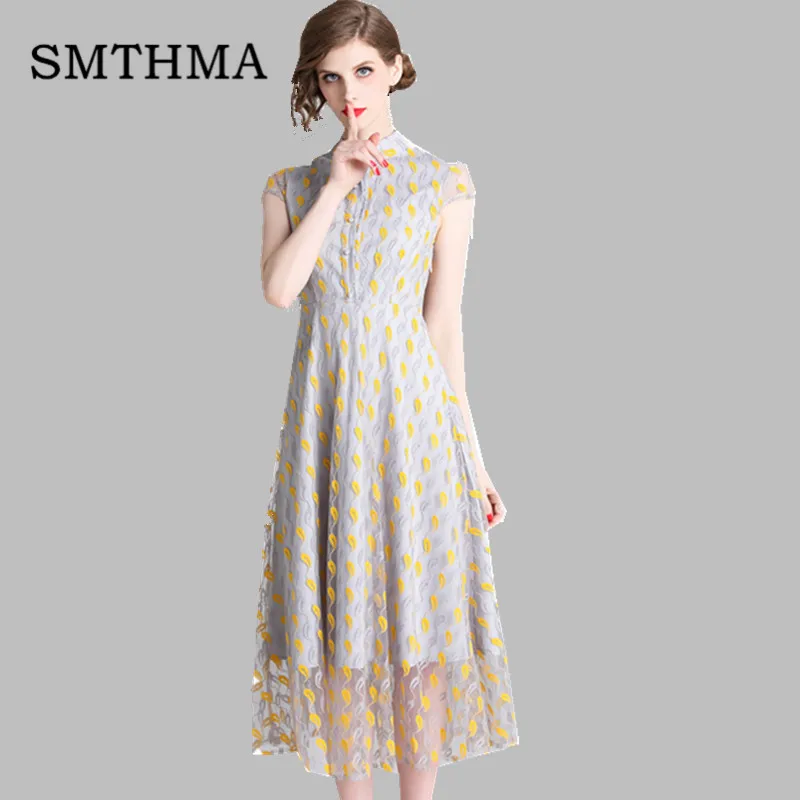 SMTHMA 2019 Summer Fashion Runway Vintage Dresses Women's Short sleeve Lace Floral Embroidery Dress Vestidos
SMTHMA 2019 Summer Fashion Runway Vintage Dresses Women's Short sleeve Lace Floral Embroidery Dress Vestidos