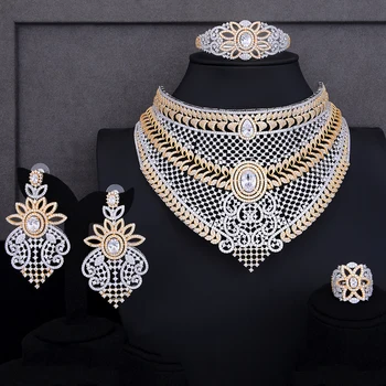 SISCATHY 4PCS Women Wedding Jewelry Sets CZ Nigerian Choker Necklace Drop Earrings Bracelet Ring Indian African Jewelry Sets
SISCATHY 4PCS Women Wedding Jewelry Sets CZ Nigerian Choker Necklace Drop Earrings Bracelet Ring Indian African Jewelry Sets