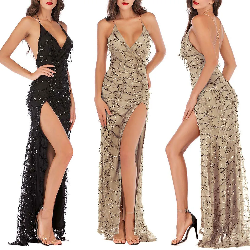 Women's Fashion ropa mujer Group edge split Sexy Tassel Solid Sleeveless Shining Sequin Dress women dress
Women's Fashion ropa mujer Group edge split Sexy Tassel Solid Sleeveless Shining Sequin Dress women dress