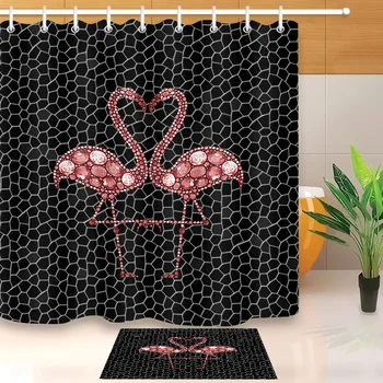 LB Pink Flamingo Gem Black Shower Curtain And Bath Mat Custom Waterproof Washable Polyester Bathroom Fabric For Bathtub Decor
LB Pink Flamingo Gem Black Shower Curtain And Bath Mat Custom Waterproof Washable Polyester Bathroom Fabric For Bathtub Decor