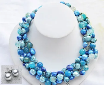 FREE shipping blue baroque pearl Faceted gray bead necklace Discount earringset AAA
FREE shipping blue baroque pearl Faceted gray bead necklace Discount earringset AAA