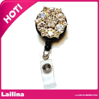 Bling Clear Rhinestone Gold Base Retractable Badge Reel/ ID Badge Holder / Brooch / Pendant / Reels
Bling Clear Rhinestone Gold Base Retractable Badge Reel/ ID Badge Holder / Brooch / Pendant / Reels