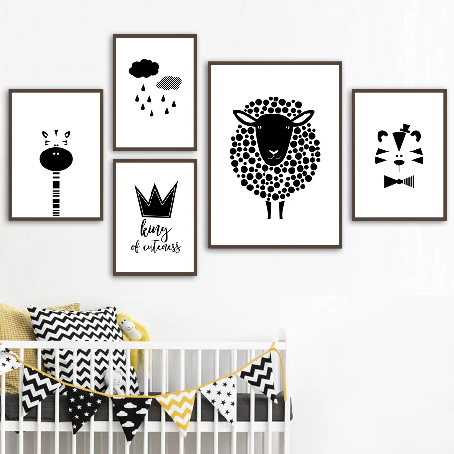 Sheep Giraffe Tiger Crown Wall Art Canvas Painting Nordic Posters And Prints Black White Wall Pictures For Baby Kids Room Decor
Sheep Giraffe Tiger Crown Wall Art Canvas Painting Nordic Posters And Prints Black White Wall Pictures For Baby Kids Room Decor