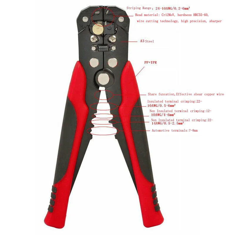 8 INCH Wire Stripper AUTOMATIC TERMINAL CRIMPING CABLE CONDUCTOR Stripping PLIER WIHA PROFESSIONAL ELECTRIC CRIMPING PLIER
8 INCH Wire Stripper AUTOMATIC TERMINAL CRIMPING CABLE CONDUCTOR Stripping PLIER WIHA PROFESSIONAL ELECTRIC CRIMPING PLIER