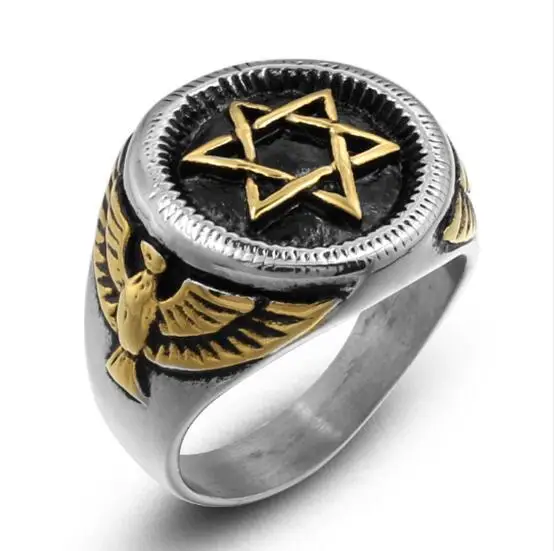 Retro Star of David Ring Titanium Eagel Hexagon Punk Biker Ring Army Military Rings Men's Fashion Jewelry Wholesale 10pcs/lot
Retro Star of David Ring Titanium Eagel Hexagon Punk Biker Ring Army Military Rings Men's Fashion Jewelry Wholesale 10pcs/lot