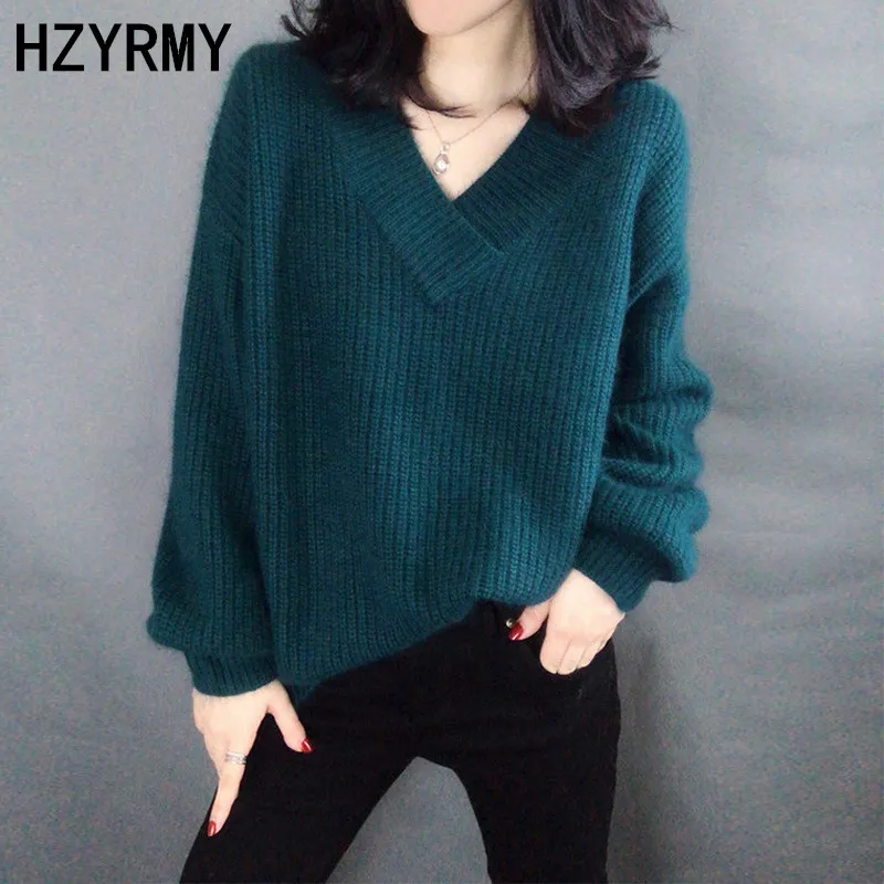 HZYRMY Autumn Winter New Women's Cashmere Sweater Solid color V-Neck Large size High Quality Pullover Warm Short Female Sweater
HZYRMY Autumn Winter New Women's Cashmere Sweater Solid color V-Neck Large size High Quality Pullover Warm Short Female Sweater