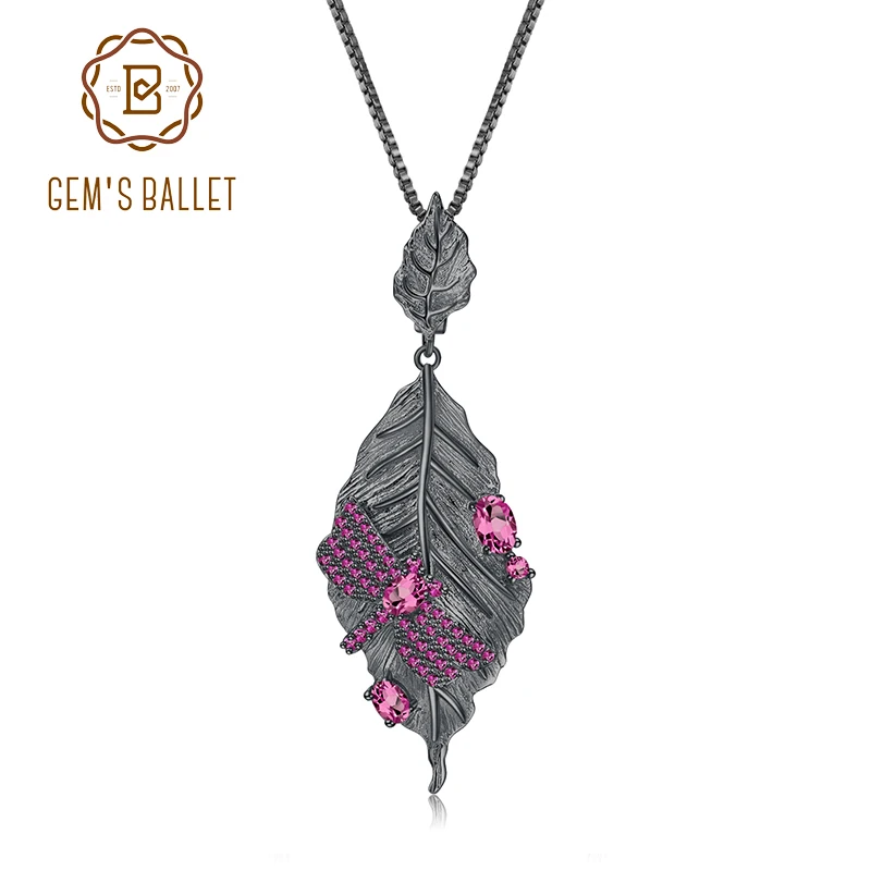 GEM'S BALLET 925 Sterling Silver 0.88Ct Natural Rhodolite Garnet Handmade Long Leaves Pendant Necklace for Women Bijoux
GEM'S BALLET 925 Sterling Silver 0.88Ct Natural Rhodolite Garnet Handmade Long Leaves Pendant Necklace for Women Bijoux