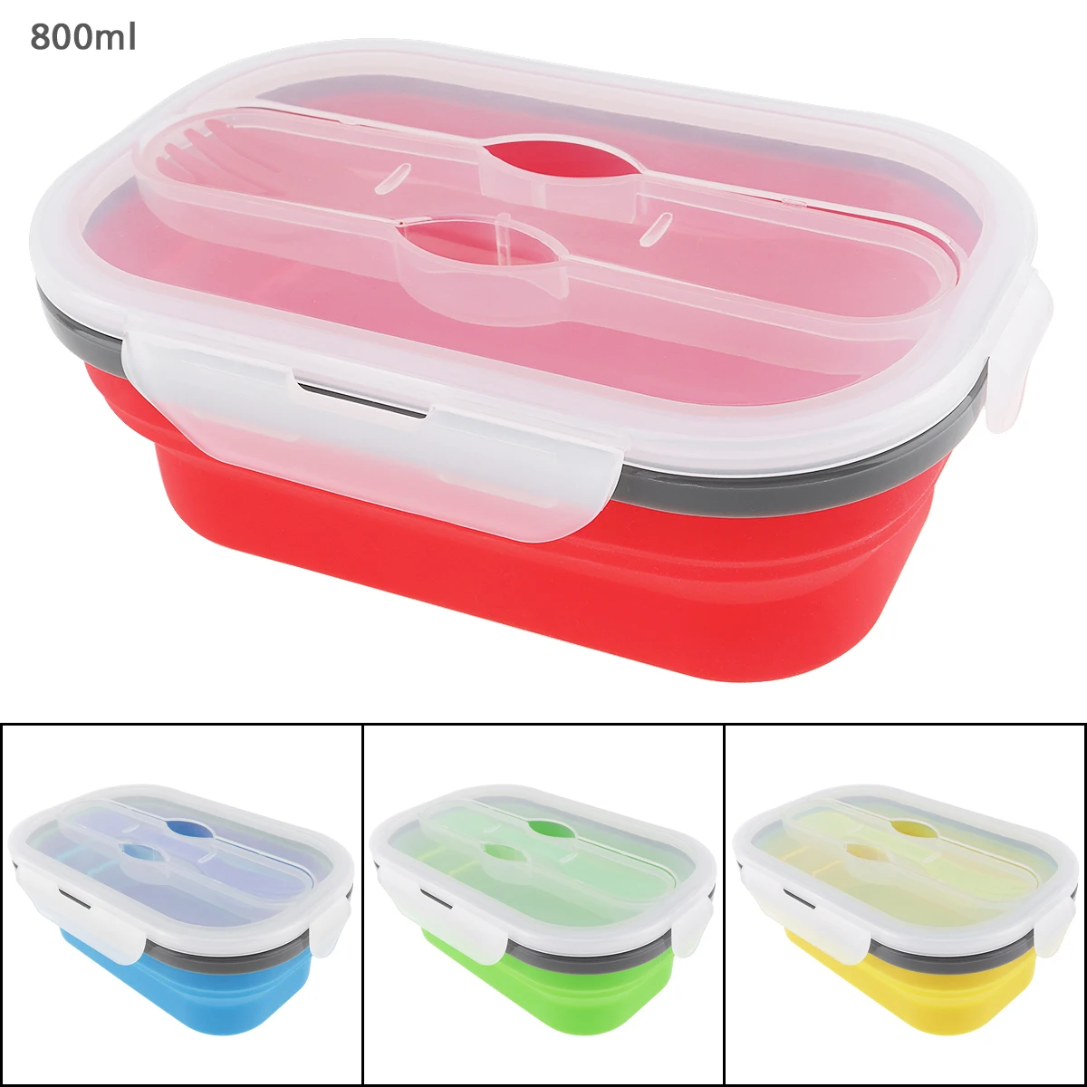 4 Colors 800ML Silicone Scalable Folding Lunchbox Bento Box with Thickening Card Buckle and Three Purpose Tableware
4 Colors 800ML Silicone Scalable Folding Lunchbox Bento Box with Thickening Card Buckle and Three Purpose Tableware
