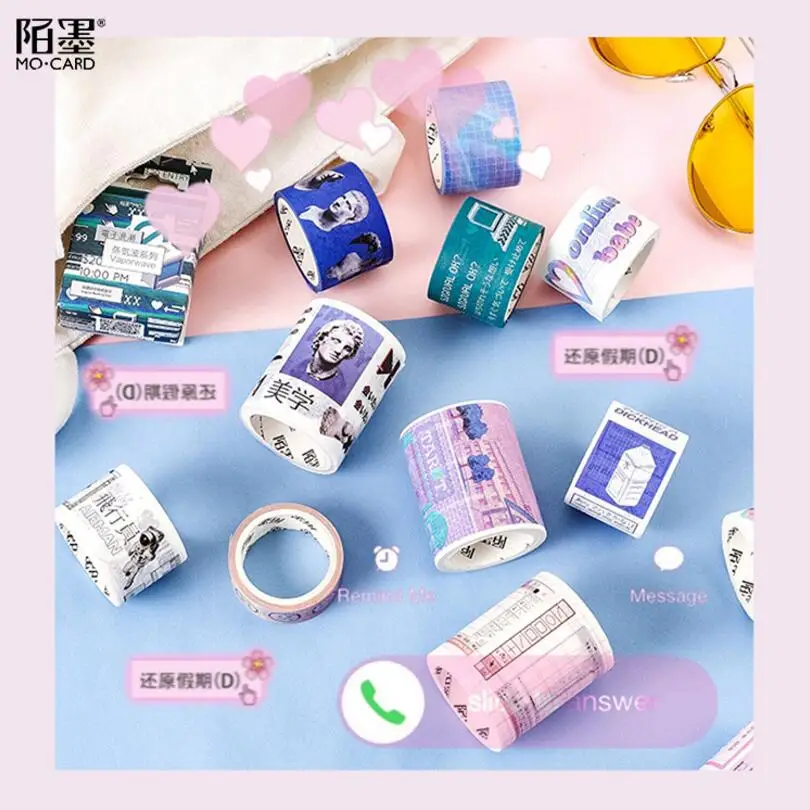 Washi Tape for DIY Gift Wrapping Scrapbooking and Craft, Sticky Adhesive Paper Masking Tape with vaporwave Printed Patterns
Washi Tape for DIY Gift Wrapping Scrapbooking and Craft, Sticky Adhesive Paper Masking Tape with vaporwave Printed Patterns