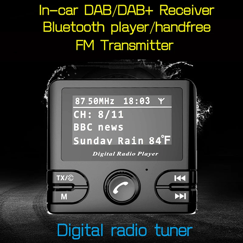 

1 Set Kits Professional DAB FM Transmitter LCD Screen Car DAB Digital Radio Adapter Bluetooth Player 4.2v