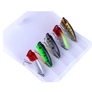 5pcs/lot 6.5cm 13g Fishing Lure Kit Popper Floating Lure Pesca Jig Fishing Bait Treble Hook Set with Fishing Tackle Box 
5pcs/lot 6.5cm 13g Fishing Lure Kit Popper Floating Lure Pesca Jig Fishing Bait Treble Hook Set with Fishing Tackle Box