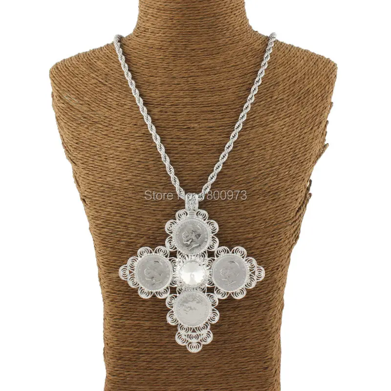 Newest Ethiopia Big Coin Cross Crystal Pendant For Men Women Silver Plated Necklace Fashion Jewelry African Women Men Gift
Newest Ethiopia Big Coin Cross Crystal Pendant For Men Women Silver Plated Necklace Fashion Jewelry African Women Men Gift