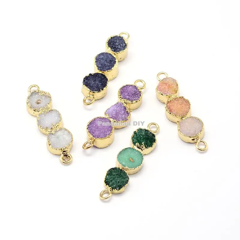 Natural Druzy AgateFlat Round Links, with Plated Brass Finding, Golden, 41~42x11~12x5~8mm, Hole: 3mm
Natural Druzy AgateFlat Round Links, with Plated Brass Finding, Golden, 41~42x11~12x5~8mm, Hole: 3mm