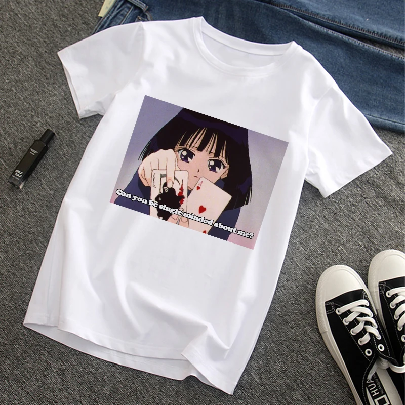 Sailor Moon Can you be single minded about me Letter printing Harajuku cartoon fashion ins cute fun women's T-shirt tops
Sailor Moon Can you be single minded about me Letter printing Harajuku cartoon fashion ins cute fun women's T-shirt tops