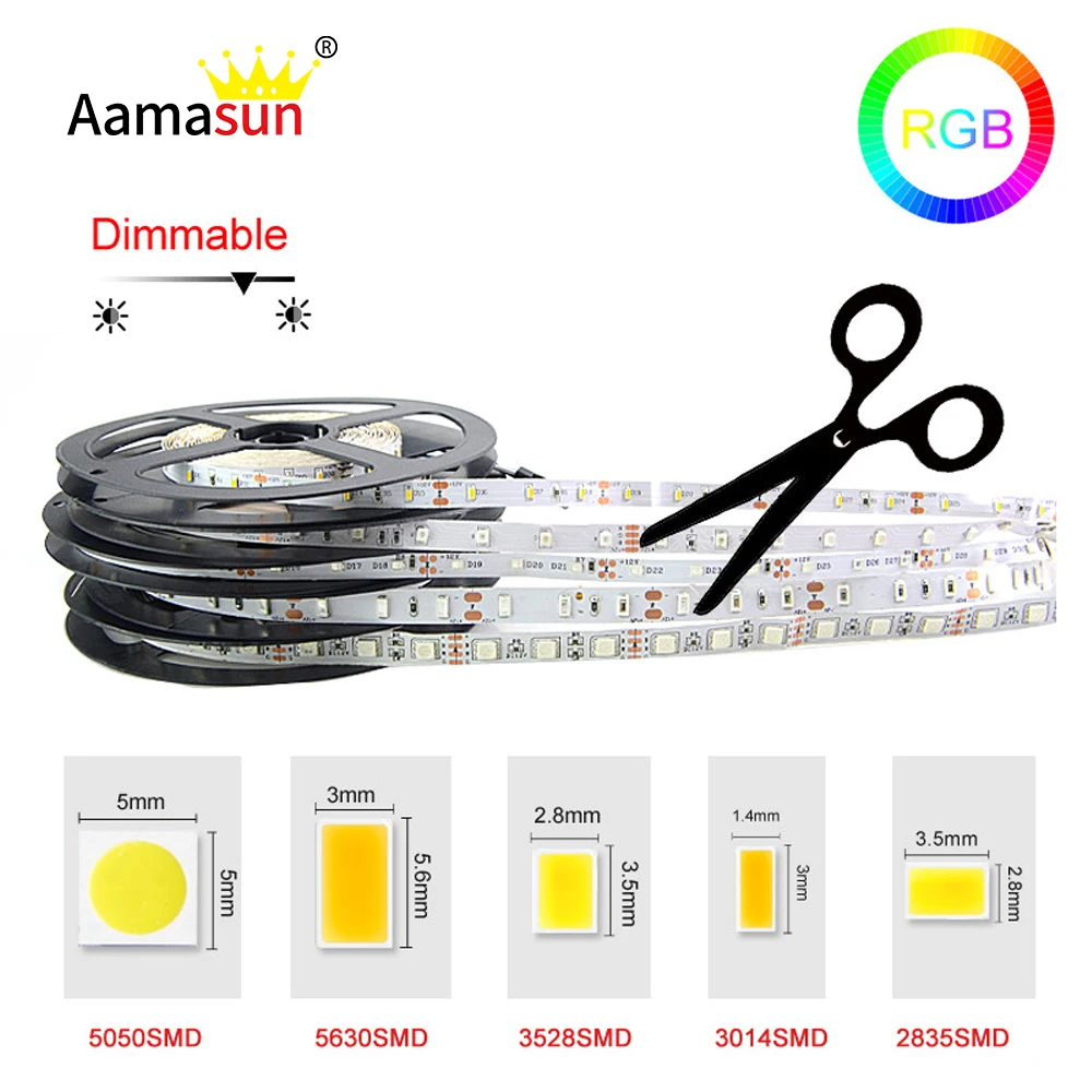 High Bright 5M LED Strip Light SMD3014 2835 5050 5630 3528 DC 12V 60LEDs/M Flexible Ribbon No-waterproof tape Decor LED Lights
High Bright 5M LED Strip Light SMD3014 2835 5050 5630 3528 DC 12V 60LEDs/M Flexible Ribbon No-waterproof tape Decor LED Lights
