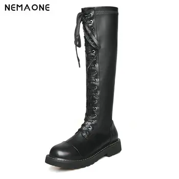 NEMAOME Knee High Boots Woman Round Toe Flat Lace Up New Warm Winter autumn Long Shoes Woman High Motorcycle Boots size 41 42 43
NEMAOME Knee High Boots Woman Round Toe Flat Lace Up New Warm Winter autumn Long Shoes Woman High Motorcycle Boots size 41 42 43