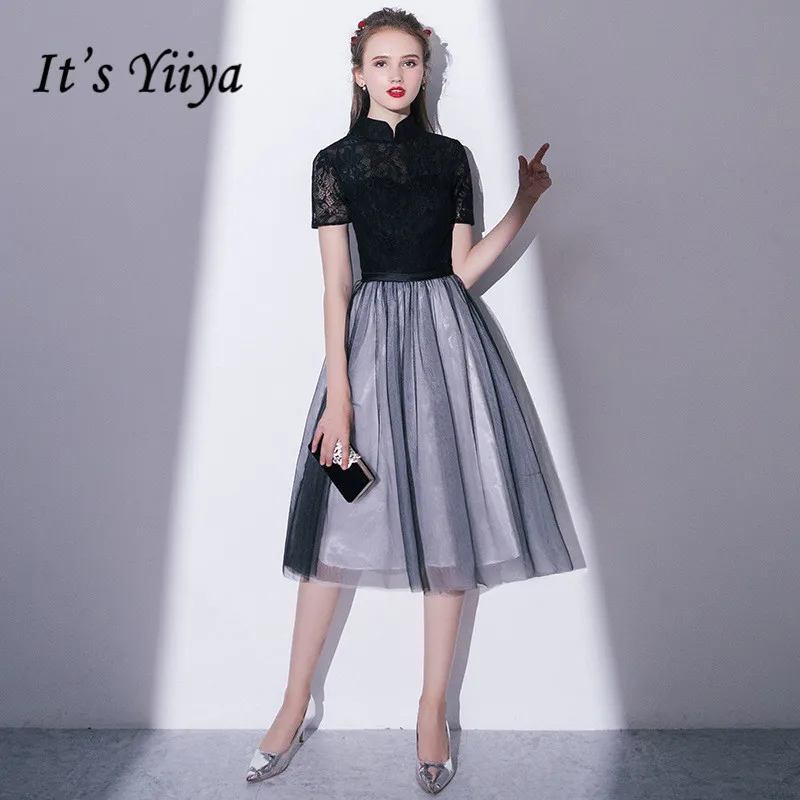 It's YiiYa Black Stand Collar Short Sleeve Embroidery Lace Zipper Cocktail Gowns Illusion A-line Knee Length Formal Dress LX410
It's YiiYa Black Stand Collar Short Sleeve Embroidery Lace Zipper Cocktail Gowns Illusion A-line Knee Length Formal Dress LX410
