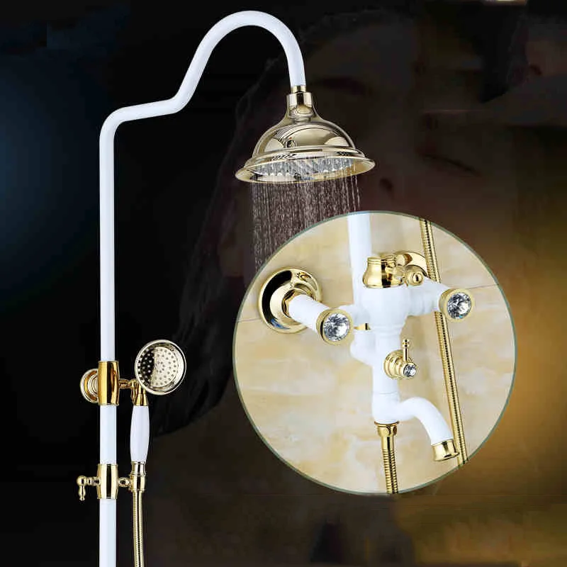 6 Colors Newly Gold Shower Faucet with 8"Rain Showerhead +Tub Filer Wall Mounted Bath and Shower Mixer Complete Set
6 Colors Newly Gold Shower Faucet with 8"Rain Showerhead +Tub Filer Wall Mounted Bath and Shower Mixer Complete Set