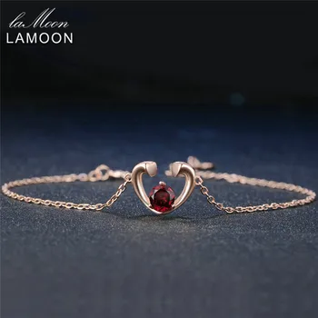 LAMOON Bracelets For Women Natural Gemstone 0.6ct Red Garnet Love Heart 925 Sterling Silver Jewelry 18KGP Charms Bangles HI012
LAMOON Bracelets For Women Natural Gemstone 0.6ct Red Garnet Love Heart 925 Sterling Silver Jewelry 18KGP Charms Bangles HI012