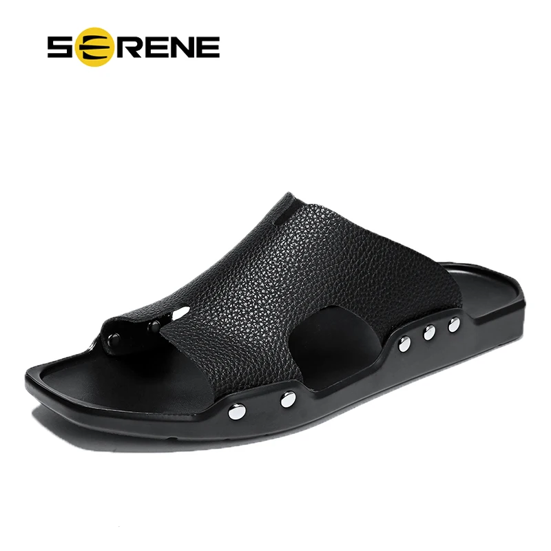 SERENE Brand 2018 Hot Sale Leather Slippers Shoes Men Casual High Quality Top Summer Flip Flops Black White Beach Garden Shoe
SERENE Brand 2018 Hot Sale Leather Slippers Shoes Men Casual High Quality Top Summer Flip Flops Black White Beach Garden Shoe