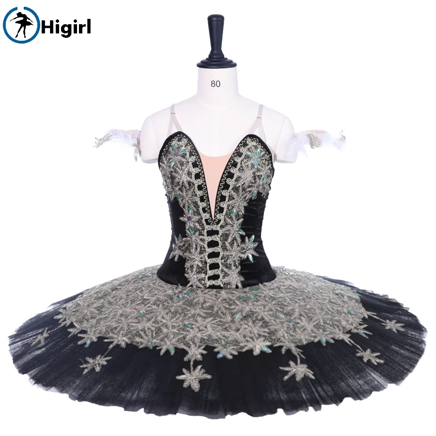 Adult Black Gold Professional Ballet Tutu Pancake Peformance Tutus Fairy Doll Ballet Dress Precious Stones Ballet skirt BT9188A