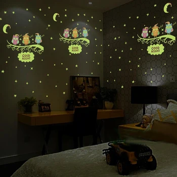 Luminous Owl Moon Star Wall Sticker Stars Glow For Kids Rooms Glow in the Dark Home Decor Good Night Fluorescent Mural Poster
Luminous Owl Moon Star Wall Sticker Stars Glow For Kids Rooms Glow in the Dark Home Decor Good Night Fluorescent Mural Poster