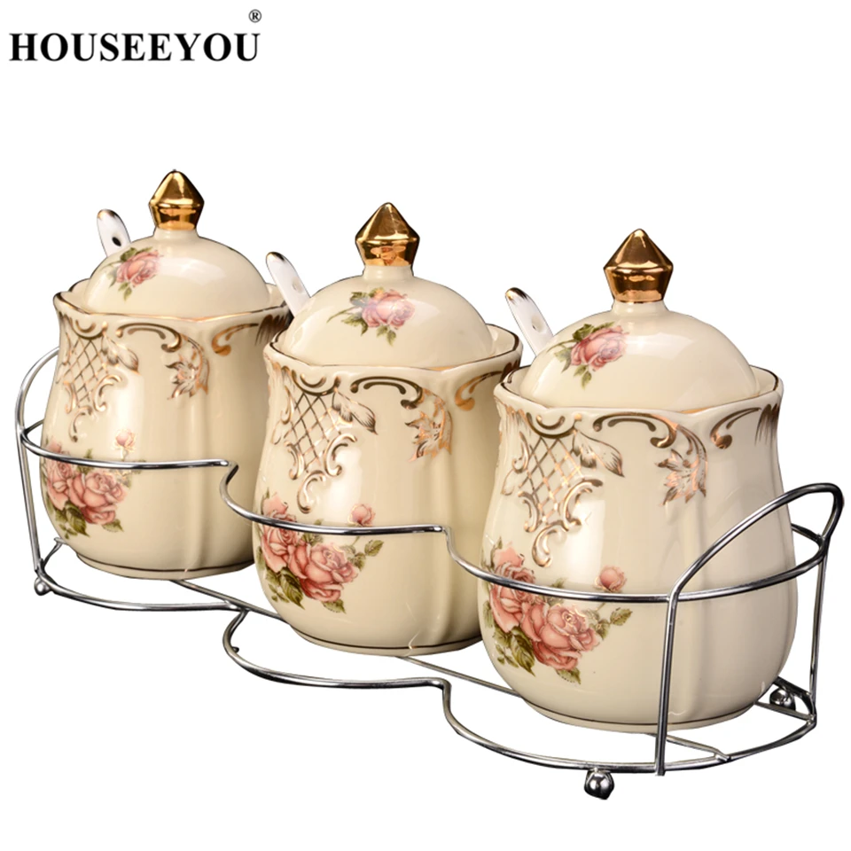 HOUSEEYOU 3Pcs/lot European Sugar Pot Candy Bowel Seasoning Box Spiec Jar Can Spoon Lid Ceramic Floral Rose Kitchen Storage Tool
HOUSEEYOU 3Pcs/lot European Sugar Pot Candy Bowel Seasoning Box Spiec Jar Can Spoon Lid Ceramic Floral Rose Kitchen Storage Tool