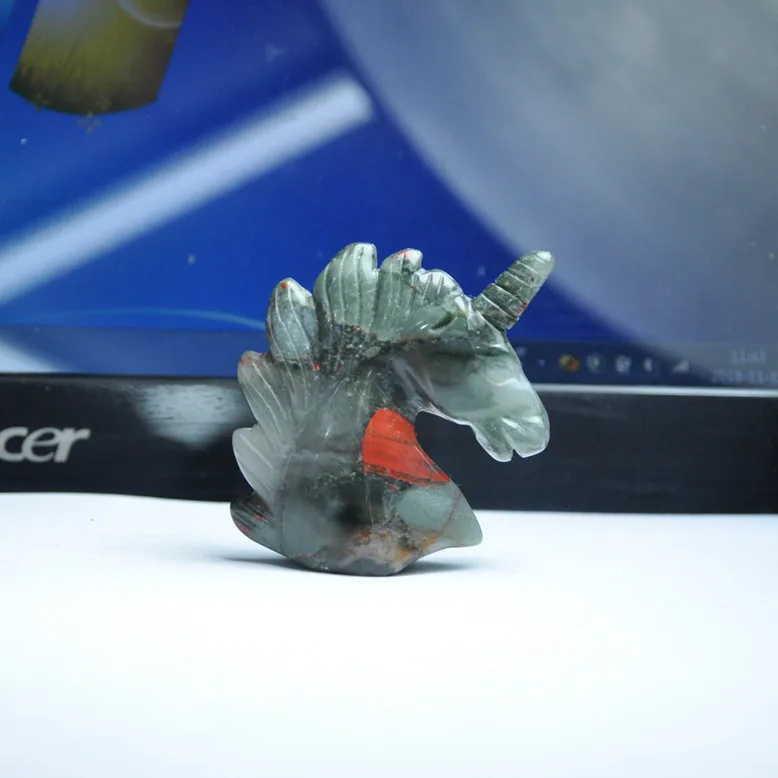 Manufacturer of spot carved stone African blood stone unicorn head jade small place decorative decoration
Manufacturer of spot carved stone African blood stone unicorn head jade small place decorative decoration