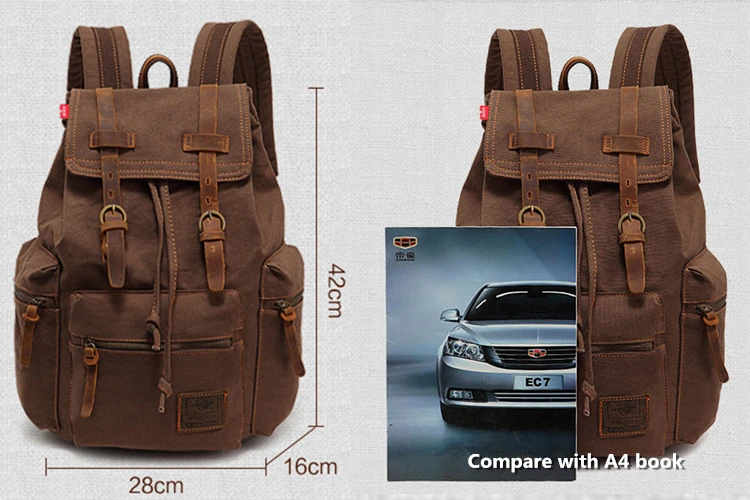 AUGUR New fashion men's backpack vintage canvas backpack school bag men's travel bags large capacity travel laptop backpack bag 1