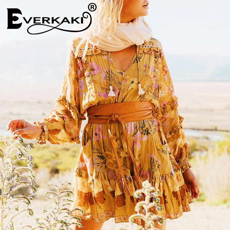 Everkaki Summer draped dress women flower pattern hollow out elastic waist bow knot tassel sashes Casual loose mini boho dresses
Everkaki Summer draped dress women flower pattern hollow out elastic waist bow knot tassel sashes Casual loose mini boho dresses