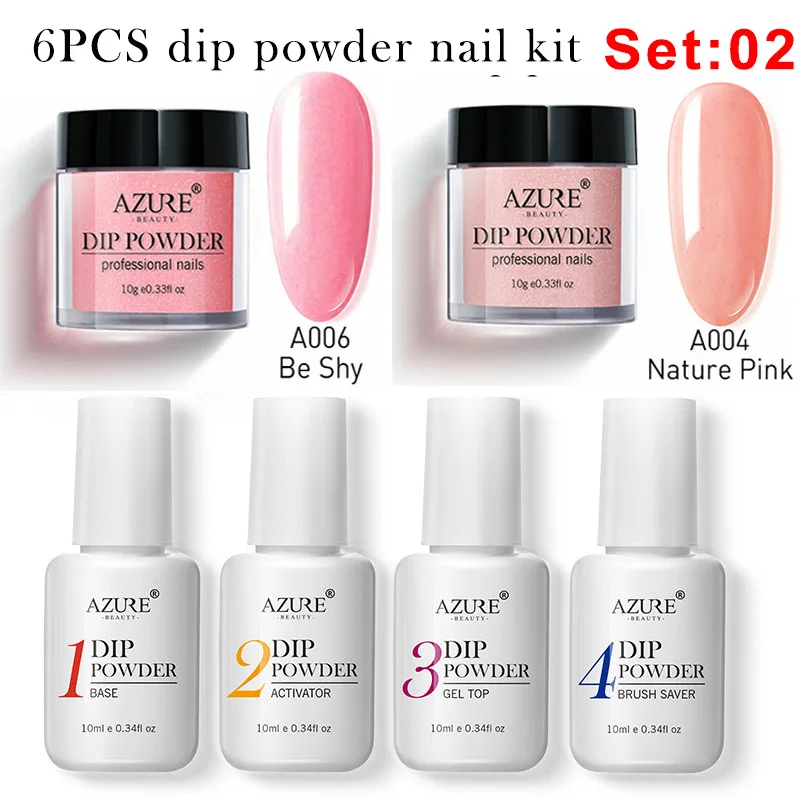 Azure Beauty 6PCS/LOT Nail Dipping Powder Nail Design 10 Colors Dipping Powders With Dip Base Activator Natural Dry
Azure Beauty 6PCS/LOT Nail Dipping Powder Nail Design 10 Colors Dipping Powders With Dip Base Activator Natural Dry