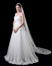 Hot Sales 3M Long Wedding Veils Cathedral Bridal Accessories Appliques Edge Bridal Veil with Comb veu de noiva longo In Stock
Hot Sales 3M Long Wedding Veils Cathedral Bridal Accessories Appliques Edge Bridal Veil with Comb veu de noiva longo In Stock