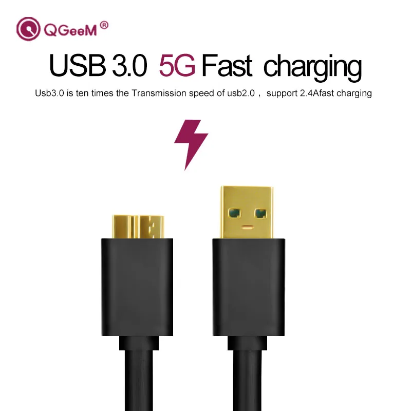 Кабель QGEEM Micro USB 3 0 типа A на B для внешнего жесткого диска HDD Samsung S5 Note3 Дата