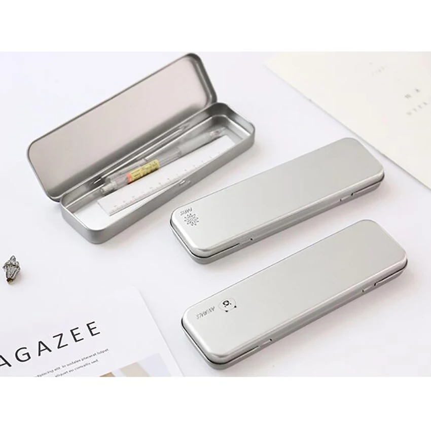 Silver Tin Pencil Case Box with Small Cartoon Pattern Hinged Rectangular Tin Box Containers for Crafts, Gifts, Candles 21x6cm
Silver Tin Pencil Case Box with Small Cartoon Pattern Hinged Rectangular Tin Box Containers for Crafts, Gifts, Candles 21x6cm