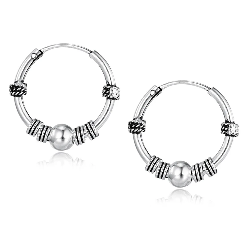 

1pair Boho Silver Color Hoop Earrings For Women Trendy Circle Round Small Earring Hoops Vintage Earing Aretes Jewelry Gift E36