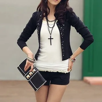 2019 Autumn Fashion OL Slim Short Jackets Women Polyester Vadim Long Sleeve Solid Color Coat Beading Outerwear
2019 Autumn Fashion OL Slim Short Jackets Women Polyester Vadim Long Sleeve Solid Color Coat Beading Outerwear