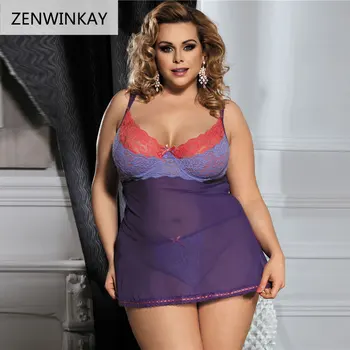 Sexy Lace Purple Dress Women See Through Underwire Nightwear Underwear Babydoll Sleepwear with Thong Big Plus Size Dress
Sexy Lace Purple Dress Women See Through Underwire Nightwear Underwear Babydoll Sleepwear with Thong Big Plus Size Dress