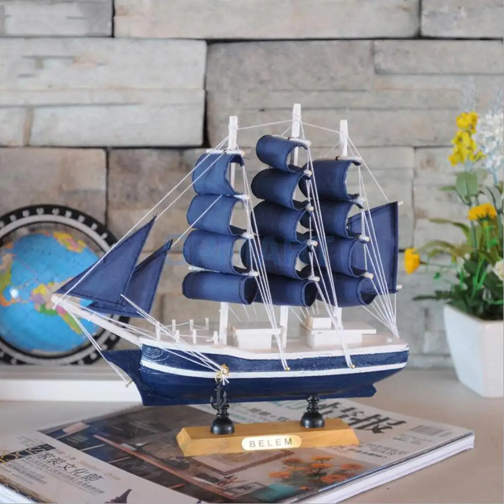 MagiDeal 9.5 Inches Handcrafted Home Decorative Nautical Wooden Pirate Ship Sailboat Boat Model for Kids Children Cool Xmas Gift