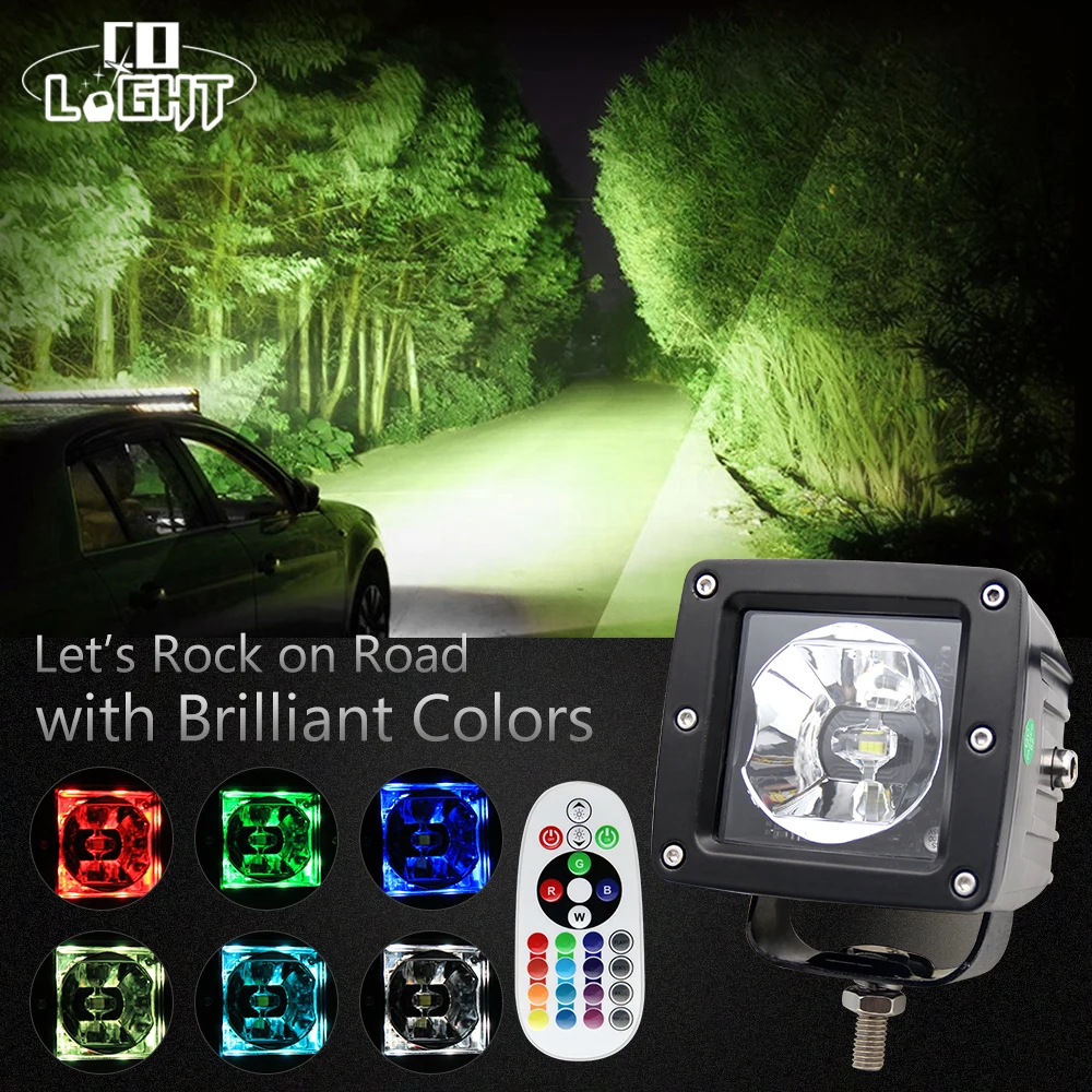 CO LIGHT 1 Pair 3 Inch 15W Led Work Light Spot Flood 1800 Lumen Rgb 16 Colors for 4X4 Offroad Uaz Lada Niva Jeep Wrangler Jk
CO LIGHT 1 Pair 3 Inch 15W Led Work Light Spot Flood 1800 Lumen Rgb 16 Colors for 4X4 Offroad Uaz Lada Niva Jeep Wrangler Jk