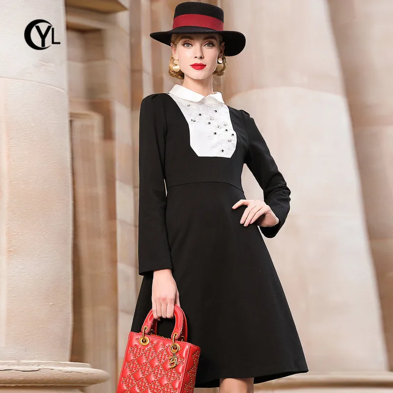 OUYALIN L- 5XL Plus size Winter dress 2018 Women Long sleeve Peter Pan collar A-line Elegant Office Ladies Black Dresses
OUYALIN L- 5XL Plus size Winter dress 2018 Women Long sleeve Peter Pan collar A-line Elegant Office Ladies Black Dresses