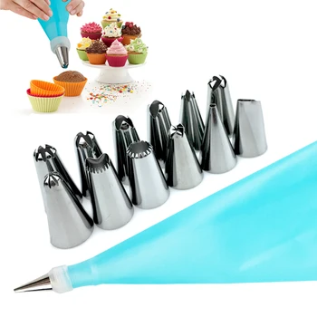 14 PCS/Set Silicone Kitchen Accessories Icing Piping Cream Pastry Bag+12 Stainless Steel Nozzle Set DIY Cake Decorating Tips Set
14 PCS/Set Silicone Kitchen Accessories Icing Piping Cream Pastry Bag+12 Stainless Steel Nozzle Set DIY Cake Decorating Tips Set